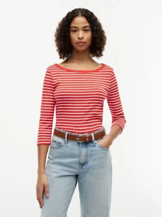 Slim-Fit-T-Shirt mit U-Boot-Ausschnitt