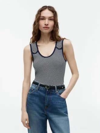 Slim Fit Tanktop im maritimen Stil mit goldenen Knöpfen