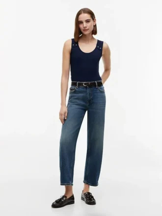 Slim Fit Tanktop im maritimen Stil mit goldenen Knöpfen