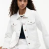 Slim Fit weiße Stretch-Jeansjacke Slim Fit weiße Stretch-Jeansjacke