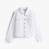 Slim Fit weiße Stretch-Jeansjacke Slim Fit weiße Stretch-Jeansjacke