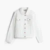 Slim Fit weiße Stretch-Jeansjacke Slim Fit weiße Stretch-Jeansjacke