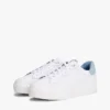 Sneaker mit Plateausohle aus Ledermix