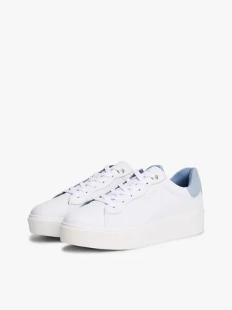 Sneaker mit Plateausohle aus Ledermix