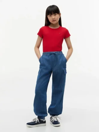 Stretch-Chino-Cargo-Jogginghose für Kinder