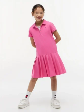 Stretch-Polo-Kleid mit Falten für Kinder