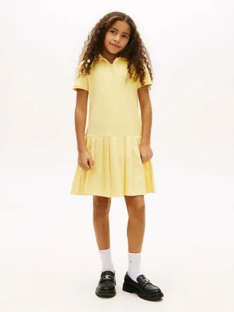 Stretch-Polo-Kleid mit Falten für Kinder