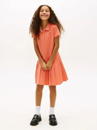 Stretch-Polo-Kleid mit Falten für Kinder