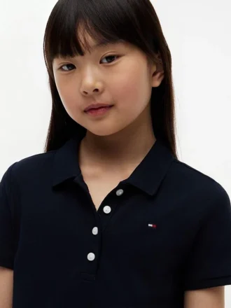 Stretch-Polo-Kleid mit Falten für Kinder