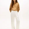 Stretch-Satin-Hose mit weitem Bein und elastischem Bund