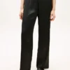 Stretch-Satin-Hose mit weitem Bein und elastischem Bund