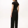 Stretch-Satin-Hose mit weitem Bein und elastischem Bund