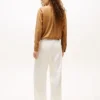 Stretch-Satin-Hose mit weitem Bein und elastischem Bund