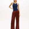 Stretch-Satin-Hose mit weitem Bein und Gummizug Stretch-Satin-Hose mit weitem Bein und Gummizug