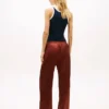 Stretch-Satin-Hose mit weitem Bein und Gummizug Stretch-Satin-Hose mit weitem Bein und Gummizug