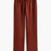 Stretch-Satin-Hose mit weitem Bein und Gummizug Stretch-Satin-Hose mit weitem Bein und Gummizug