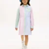 Stretch-Shirtkleid für Kinder mit gemischten Streifen Stretch-Shirtkleid für Kinder mit gemischten Streifen