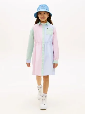 Stretch-Shirtkleid für Kinder mit gemischten Streifen