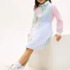Stretch-Shirtkleid für Kinder mit gemischten Streifen Stretch-Shirtkleid für Kinder mit gemischten Streifen