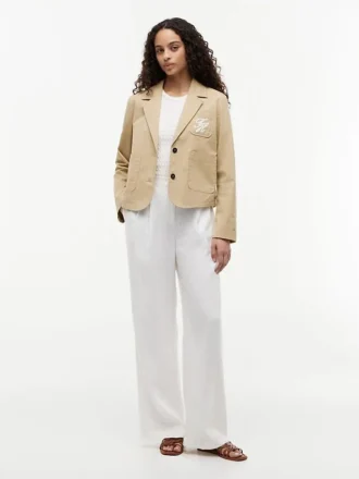Stretch-Twill-Blazer mit Schriftzug-Monogramm