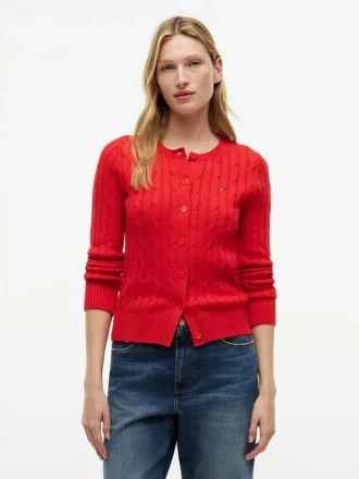 Strickjacke mit Zopfmuster