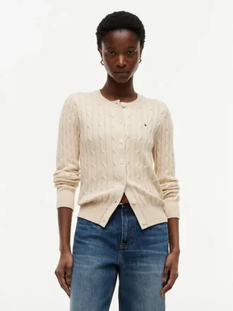 Strickjacke mit Zopfmuster