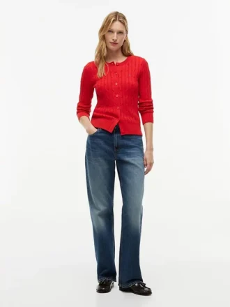 Strickjacke mit Zopfmuster
