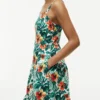 Stufiges Kleid aus Leinenmischung mit tropischem Print Stufiges Kleid aus Leinenmischung mit tropischem Print