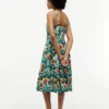 Stufiges Kleid aus Leinenmischung mit tropischem Print Stufiges Kleid aus Leinenmischung mit tropischem Print