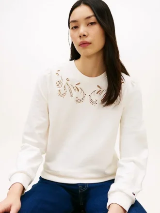 Sweatshirt mit gestickten Ösen