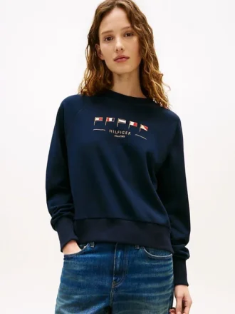 Sweatshirt mit gestickter Marineflagge