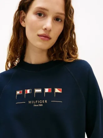 Sweatshirt mit gestickter Marineflagge