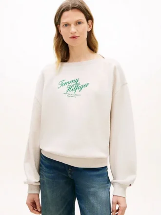 Sweatshirt mit Schriftzug-Logo und U-Boot-Ausschnitt