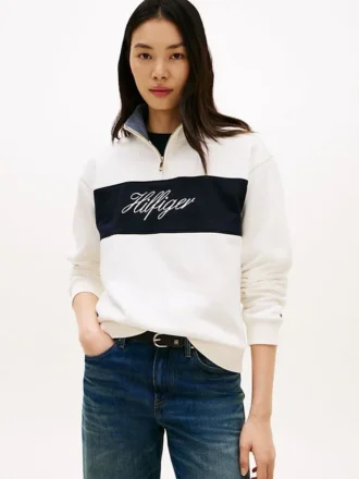 Sweatshirt mit Viertelreißverschluss und gebürsteter Innenseite