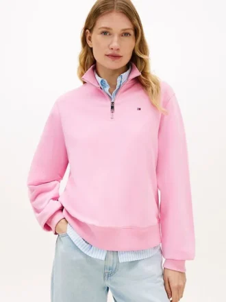 Sweatshirt mit Viertelreißverschluss und gebürsteter Innenseite