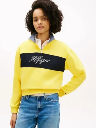 Sweatshirt mit Viertelreißverschluss und gebürsteter Innenseite