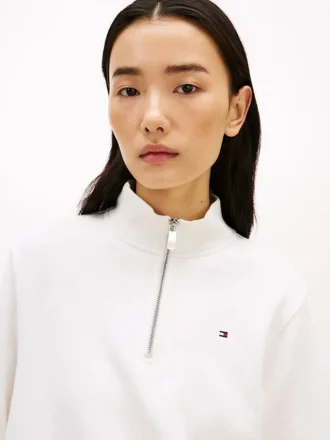 Sweatshirt mit Viertelreißverschluss und gebürsteter Innenseite