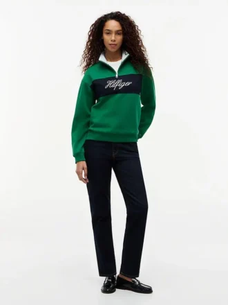 Sweatshirt mit Viertelreißverschluss und gebürsteter Innenseite