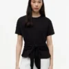 T-Shirt aus Slub-Baumwolle mit Bindeband vorne T-Shirt aus Slub-Baumwolle mit Bindeband vorne