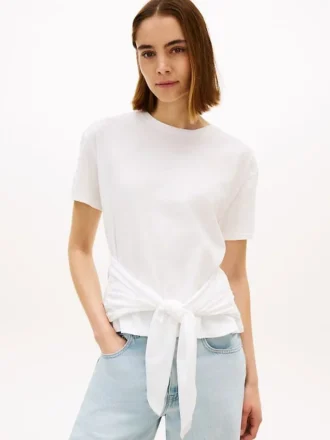 T-Shirt aus Slub-Baumwolle mit Bindeband vorne