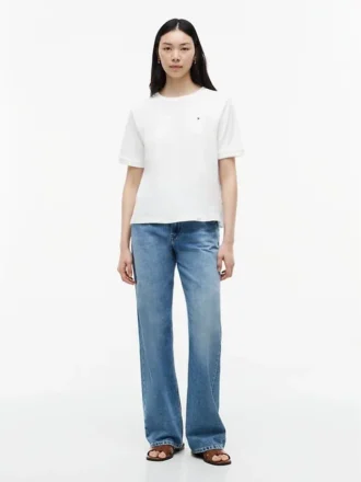 T-Shirt aus verschiedenen Materialien mit Bindeband