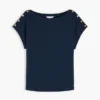 T-Shirt im maritimen Stil mit goldenen Knöpfen und U-Boot-Ausschnitt T-Shirt im maritimen Stil mit goldenen Knöpfen und U-Boot-Ausschnitt