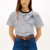 T-Shirt mit abstraktem Blumenprint und Streifen T-Shirt mit abstraktem Blumenprint und Streifen