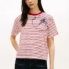 T-Shirt mit abstraktem Blumenprint und Streifen T-Shirt mit abstraktem Blumenprint und Streifen