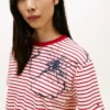 T-Shirt mit abstraktem Blumenprint und Streifen T-Shirt mit abstraktem Blumenprint und Streifen