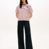 T-Shirt mit abstraktem Blumenprint und Streifen T-Shirt mit abstraktem Blumenprint und Streifen