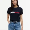 T-Shirt mit gesticktem Flaggenstreifen-Logo