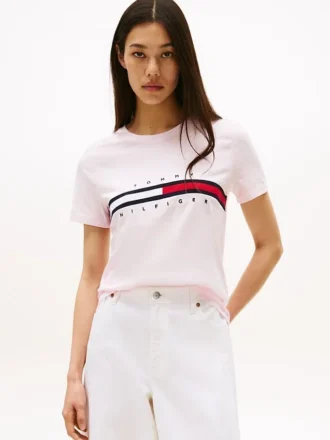 T-Shirt mit gesticktem Flaggenstreifen-Logo