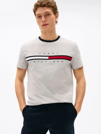 T-Shirt mit gesticktem Flaggenstreifen-Logo