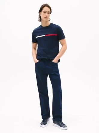 T-Shirt mit gesticktem Flaggenstreifen-Logo